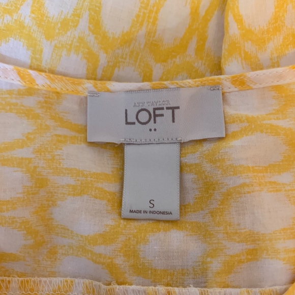 Loft Yellow & White w/ Buttons, 2 Pockets, Long Sleeve Blouse, S - Picture 3 of 4